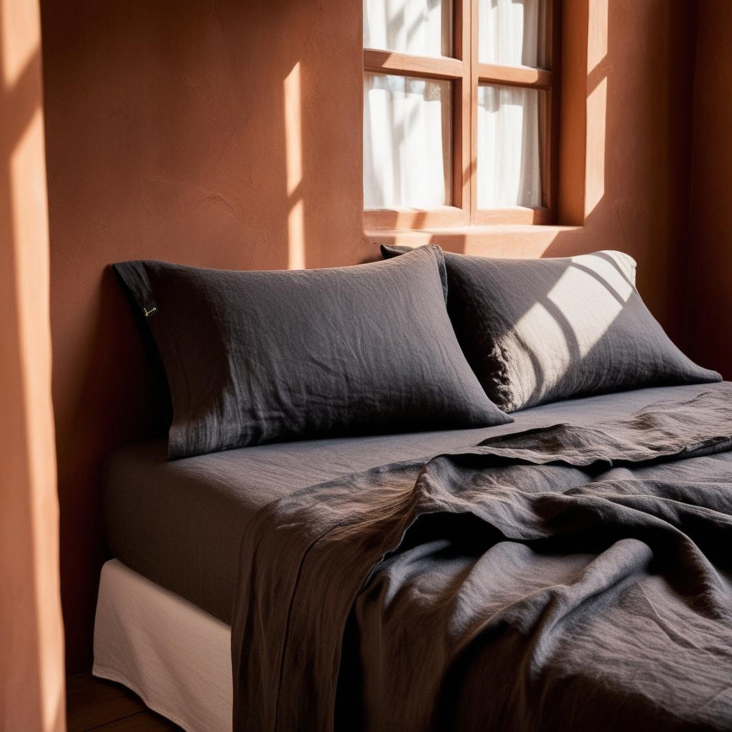 Juego de sábanas de lino GRIS-190gr/m2