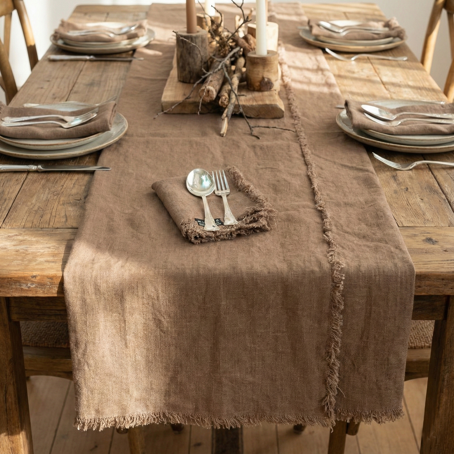 Mantel de lino MARRAKECH terracota