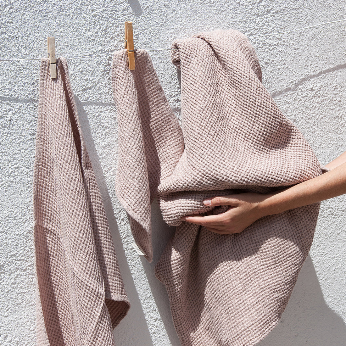 Juego de toallas gofre de lino - dE.LENZO