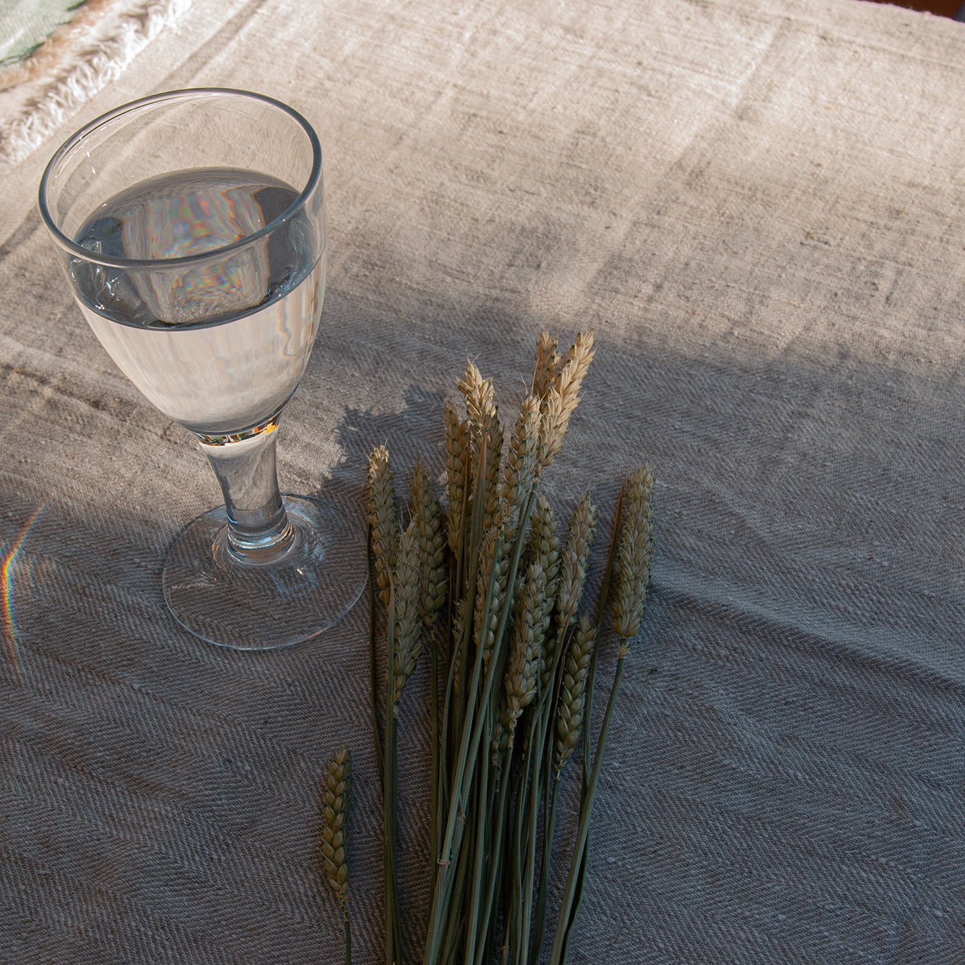 Caminos de mesa de lino JAIPUR desflecados