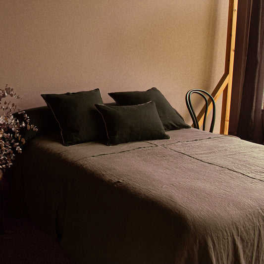 Colcha y Plaid de lino lavado CLÁSICO TERRACOTA