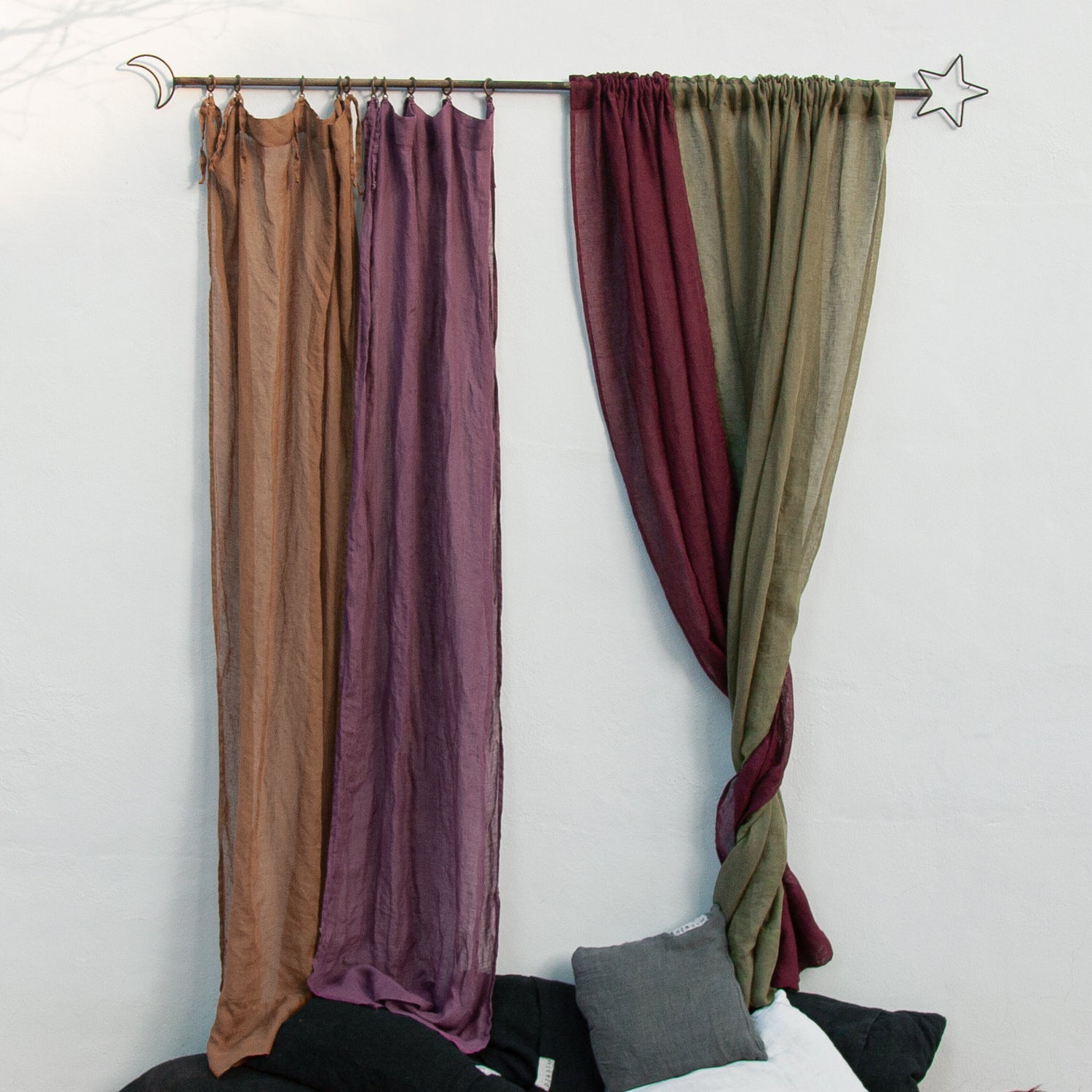 Cortina de lino de colores vivos