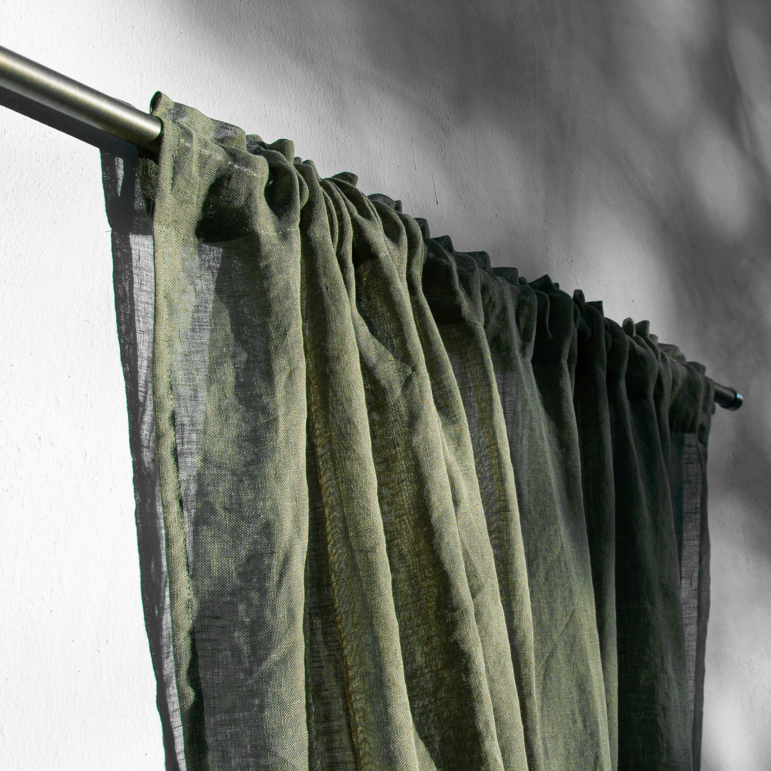 Cortinas verde olivo de lino