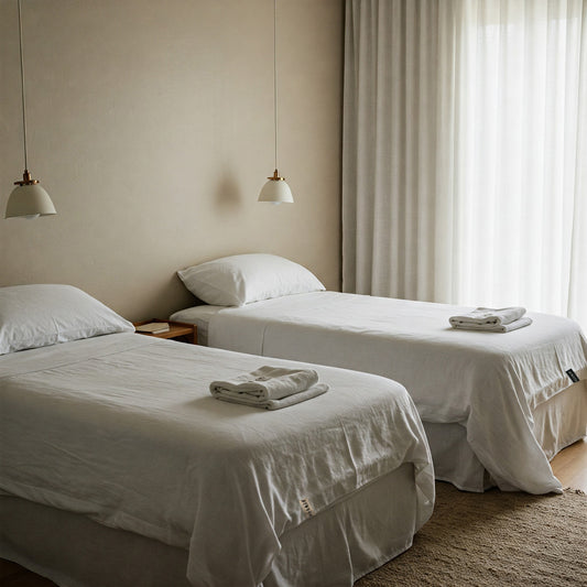 Juego de sábanas lino BLANCO óptico rústico-195gr/m2