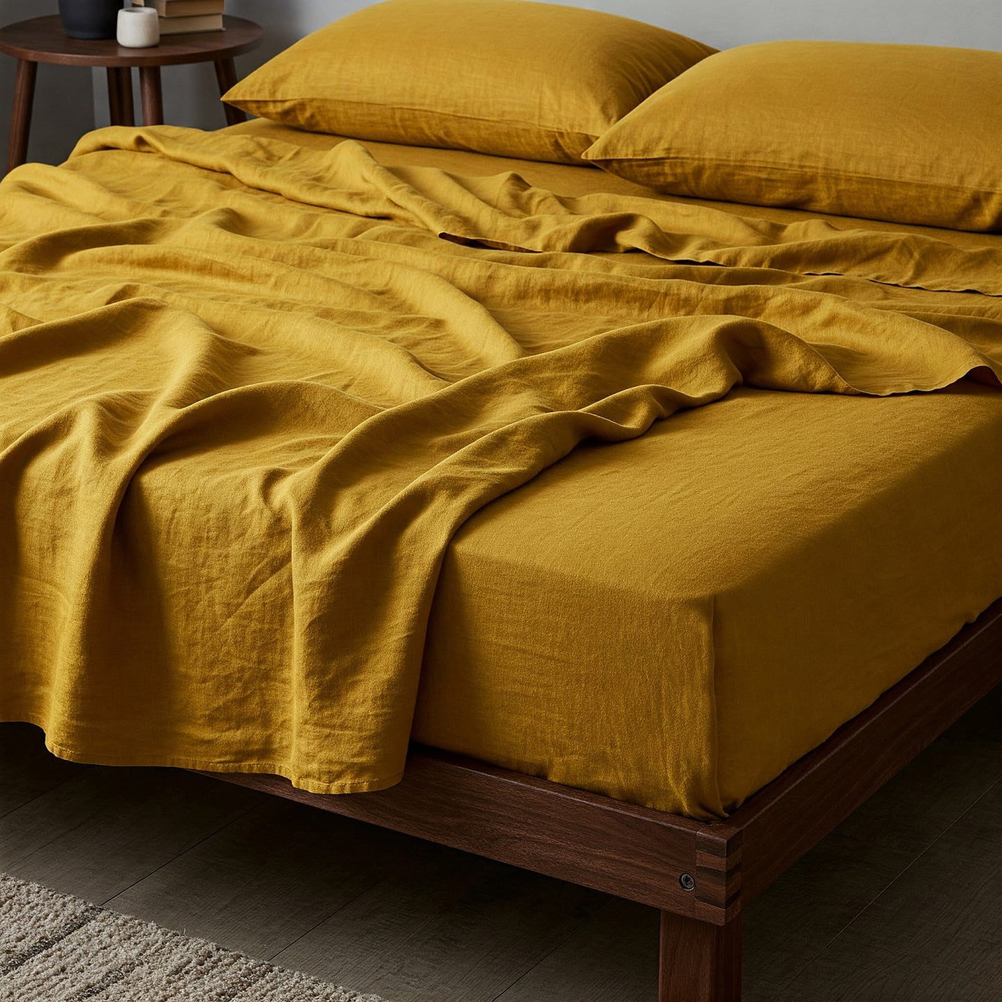 Juego de sábanas lino MOSTAZA-190gr/m2