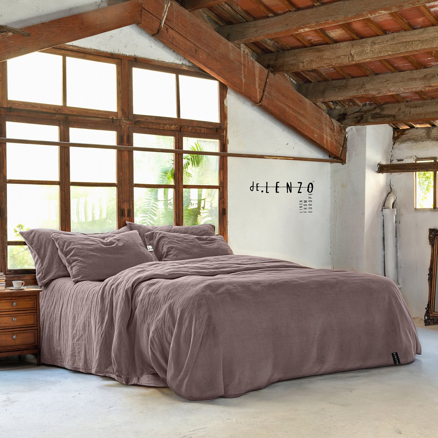 Juego completo lino BERENJENA-170gr/m2