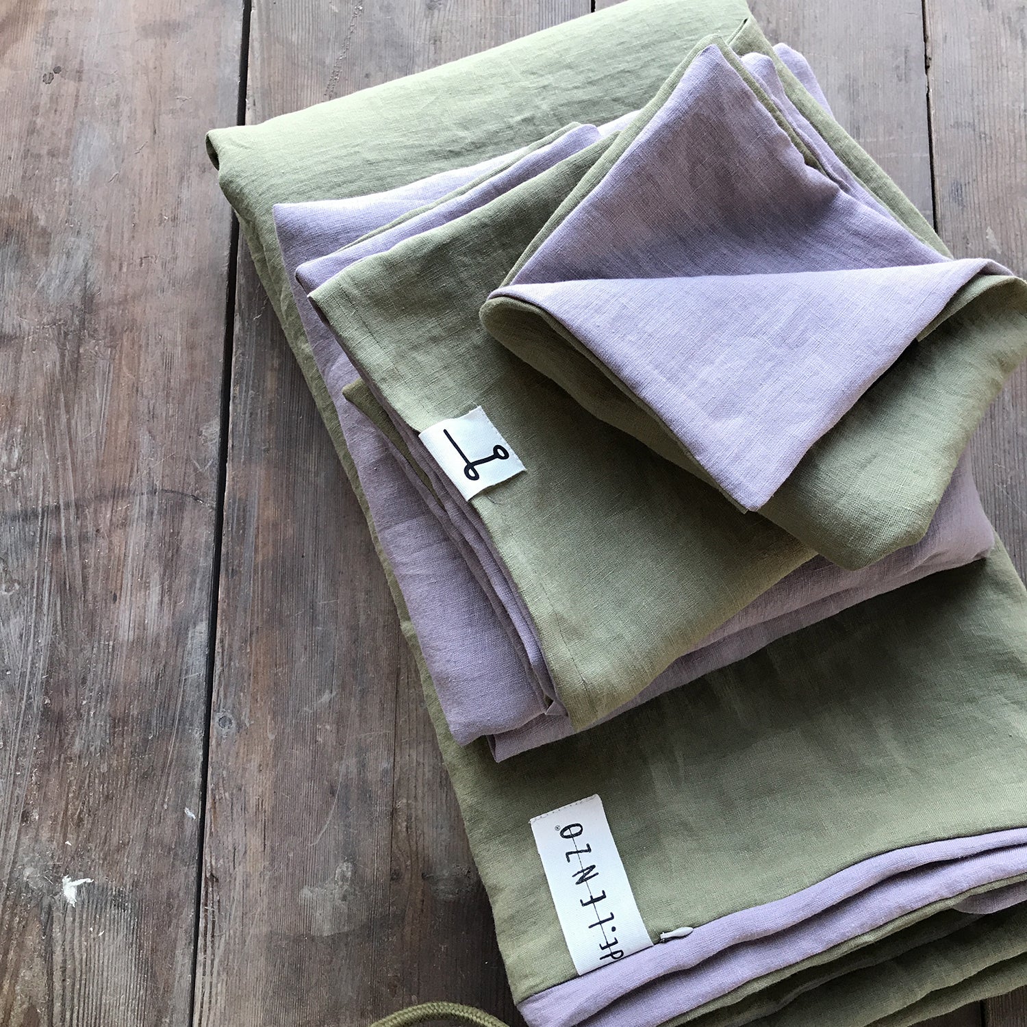 Funda nórdica lino MALVA y OLIVO