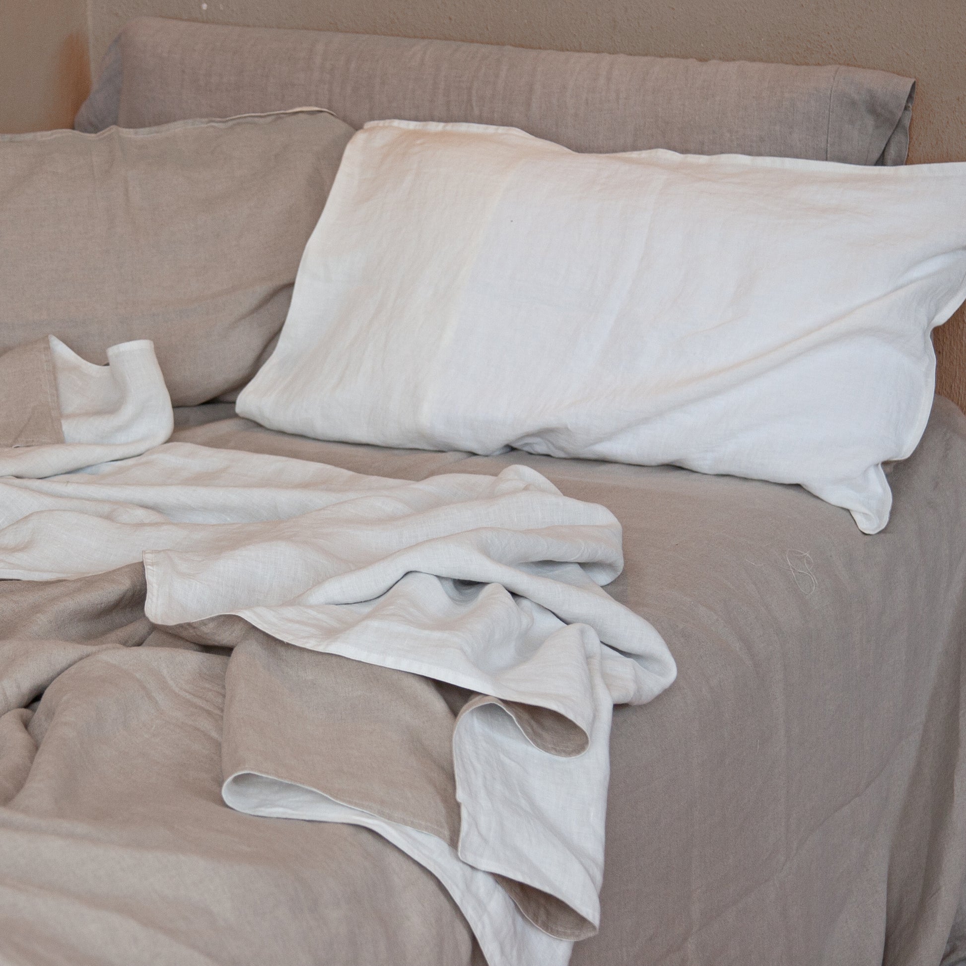 Juego completo lino reversible NATURAL & BLANCO