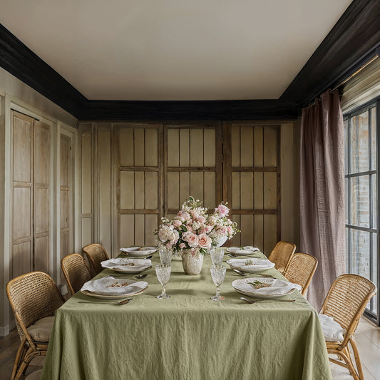 Mantel lino VERDE OLIVO