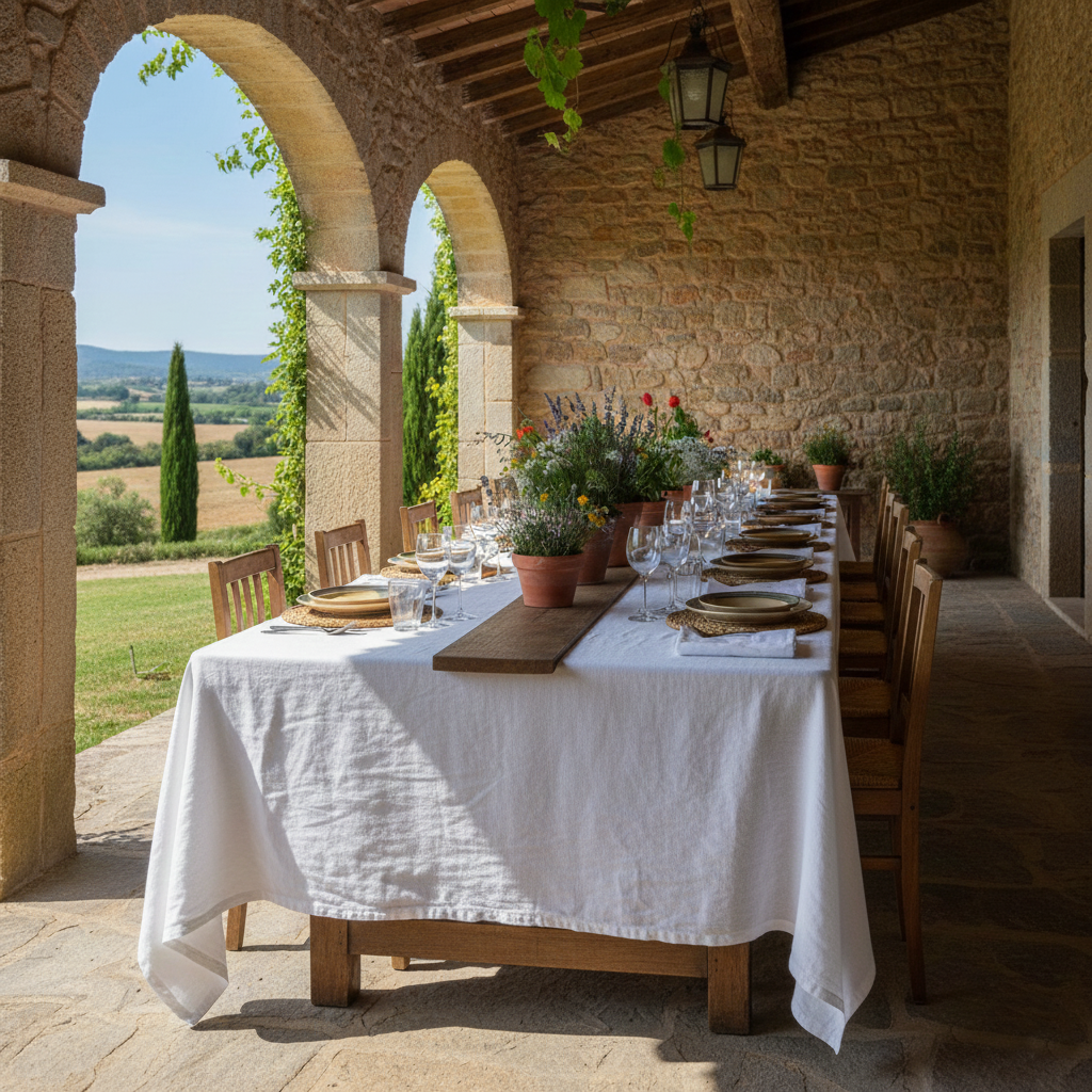 Mantel de lino TRÍPOLI BLANCO-220gr/m2