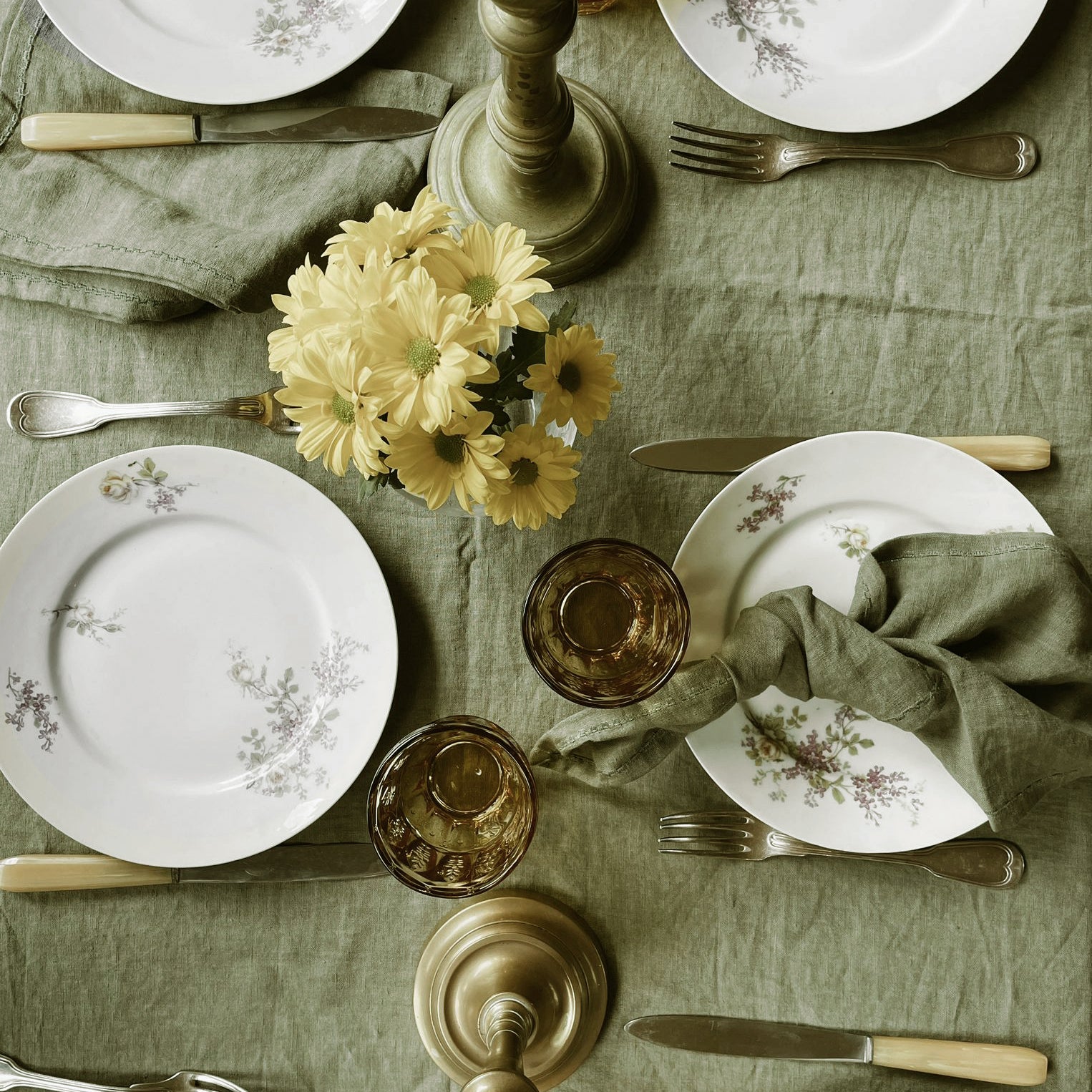 Mantel lino VERDE OLIVO