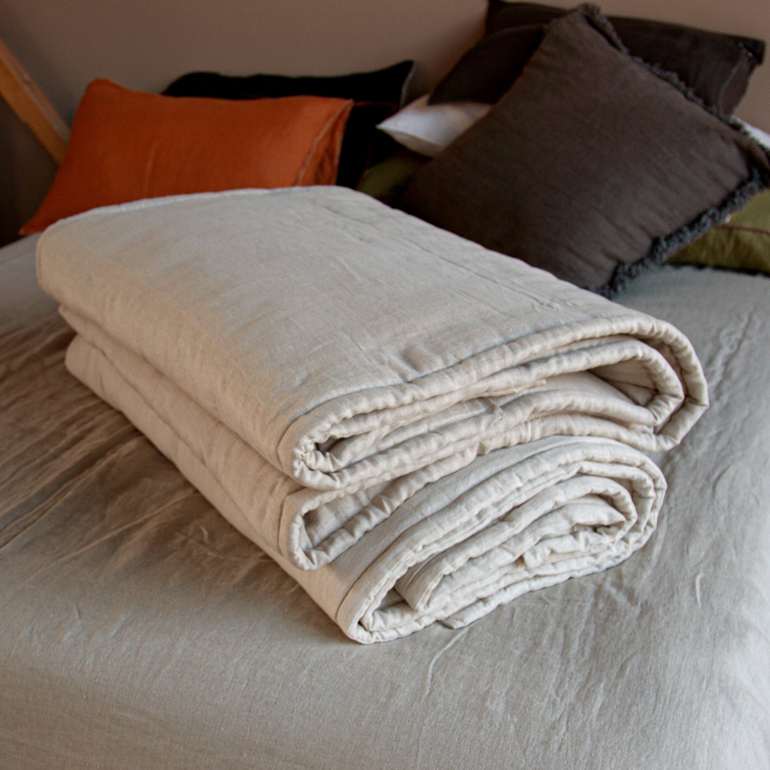 Interior del edredón de lino interior y exterior