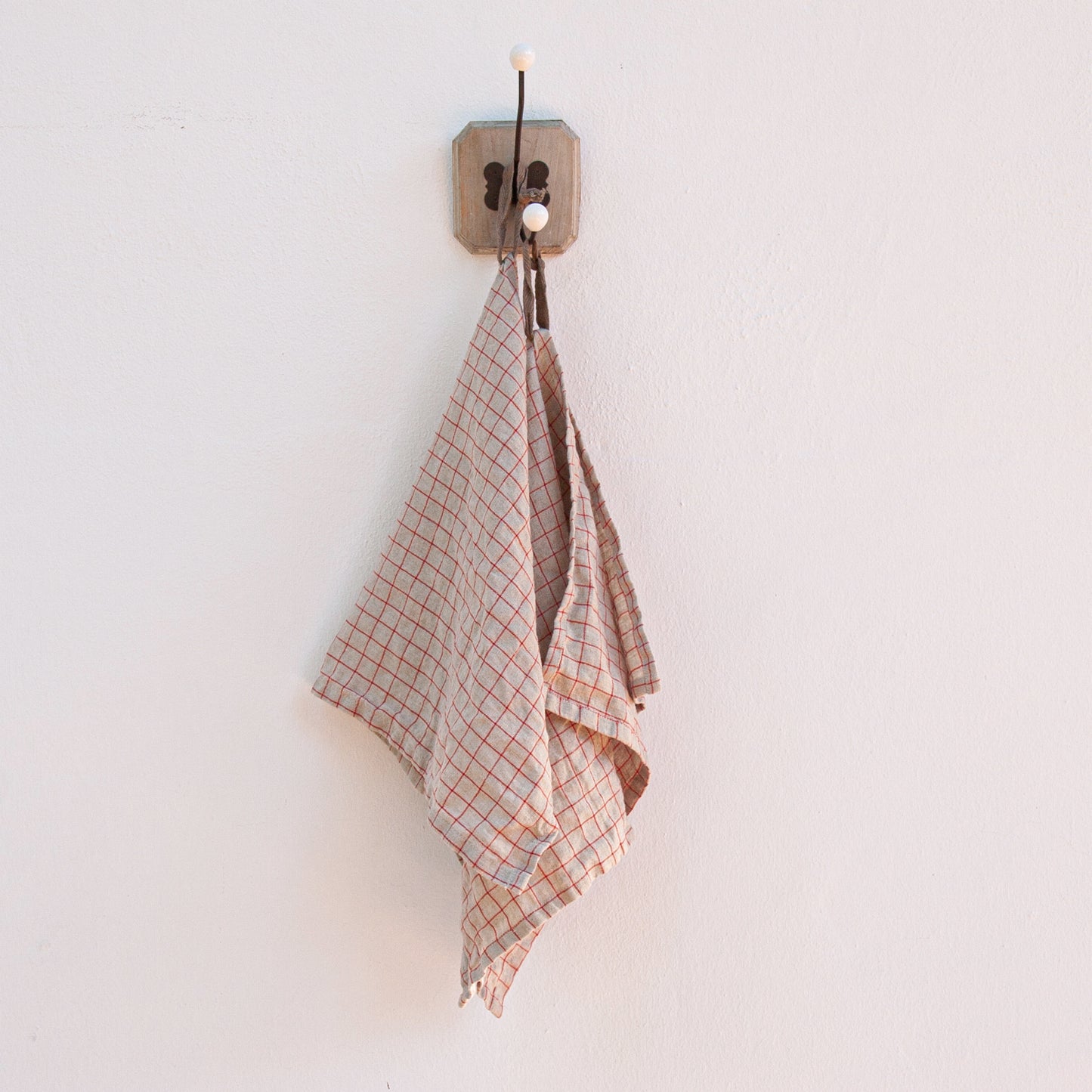 Set 2 Paños de cocina de lino CUADROS ROJOS