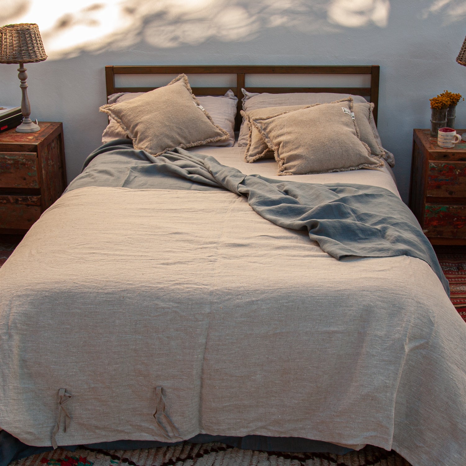 Plaid de lino natural jaspeado