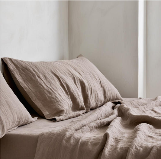 Juego de sábanas lino BERENJENA-170gr/m2