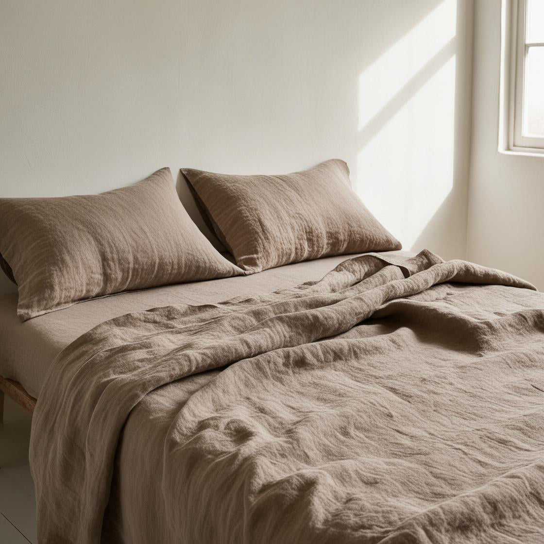 Juego de sábanas lino BERENJENA-170gr/m2