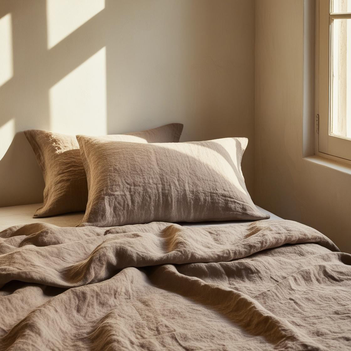 Juego de sábanas lino BERENJENA-170gr/m2