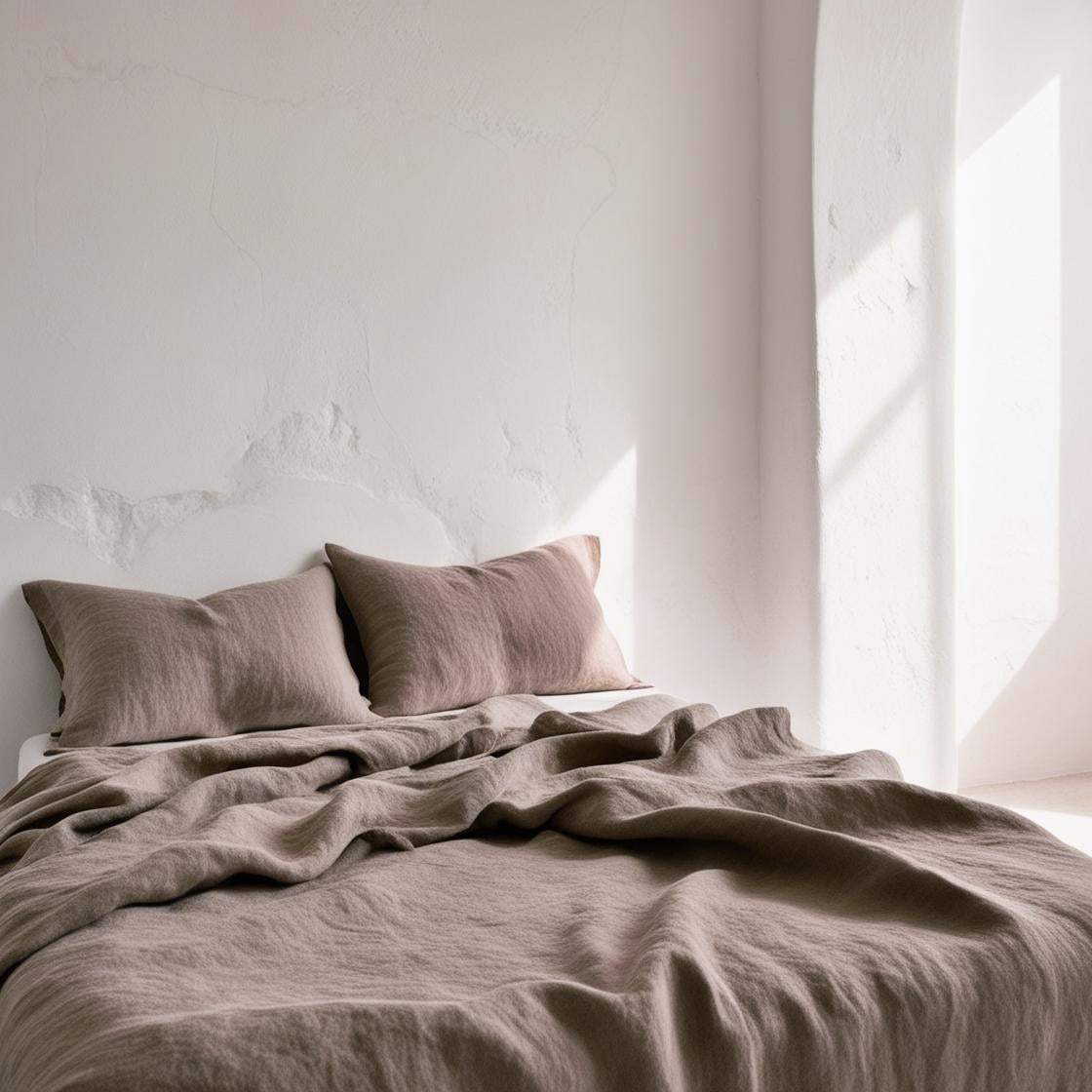 Juego de sábanas lino BERENJENA-170gr/m2