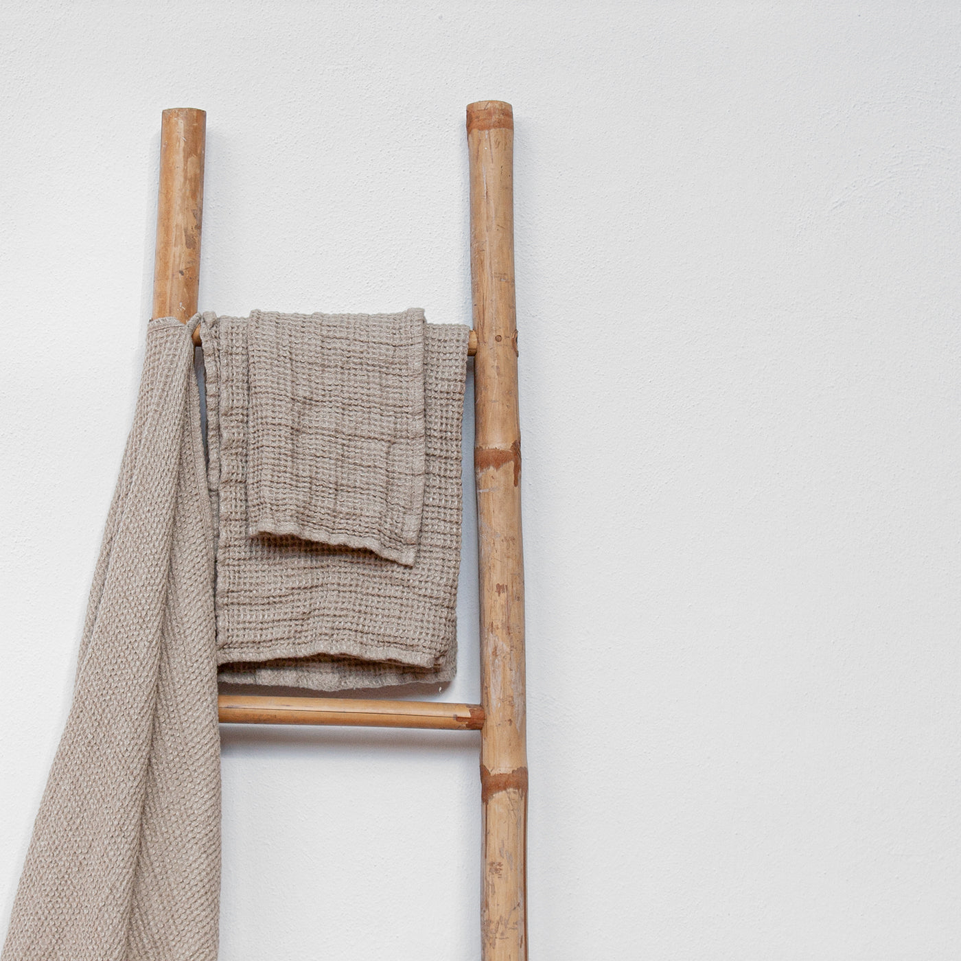 Juego de toallas de lino natural de panal de abeja.