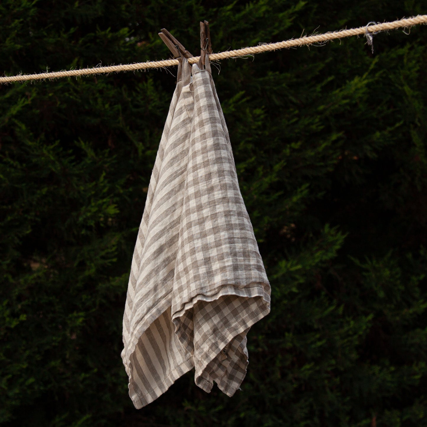 Set de 2 Paños de cocina de lino RAYAS&CUADROS