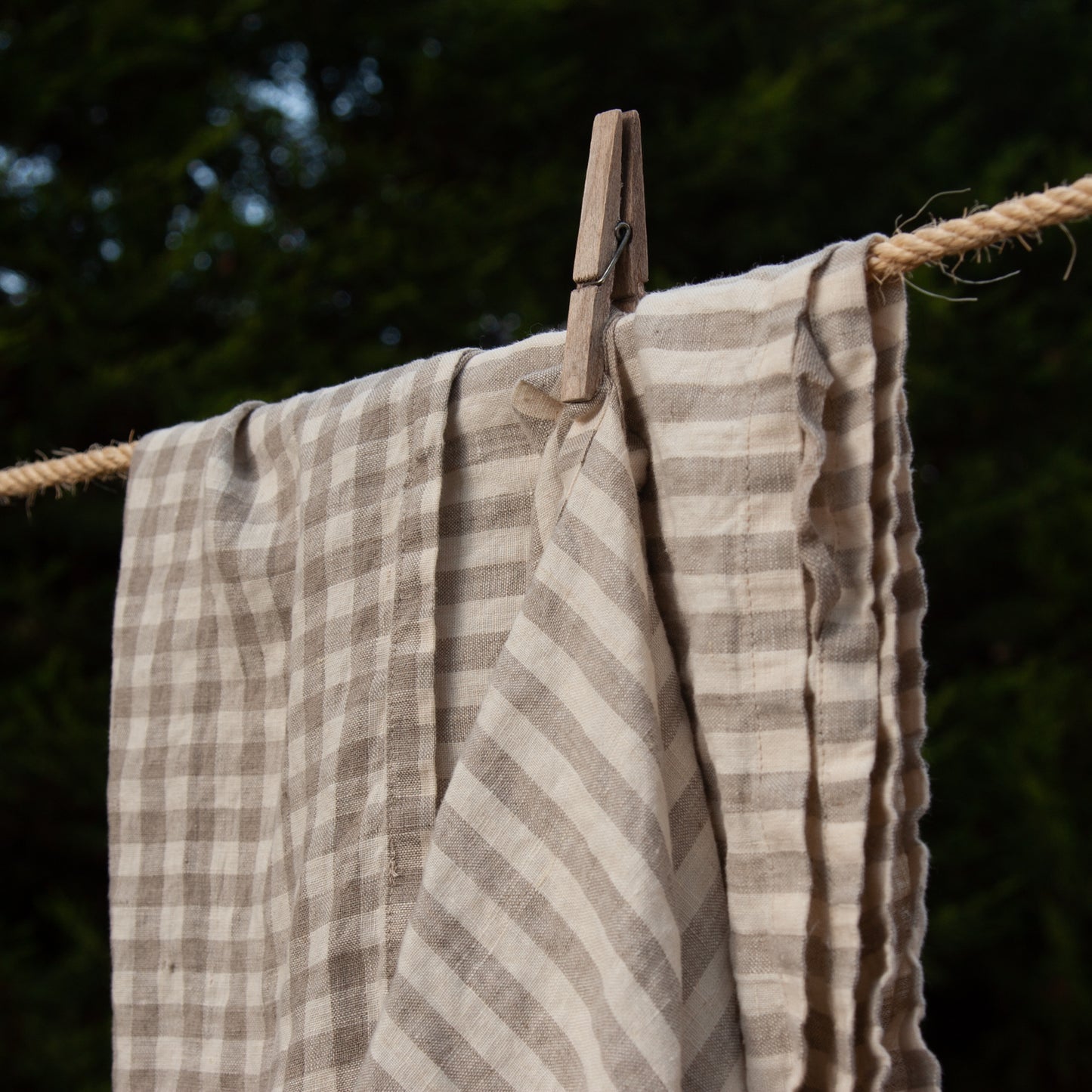 Set de 2 Paños de cocina de lino RAYAS&CUADROS