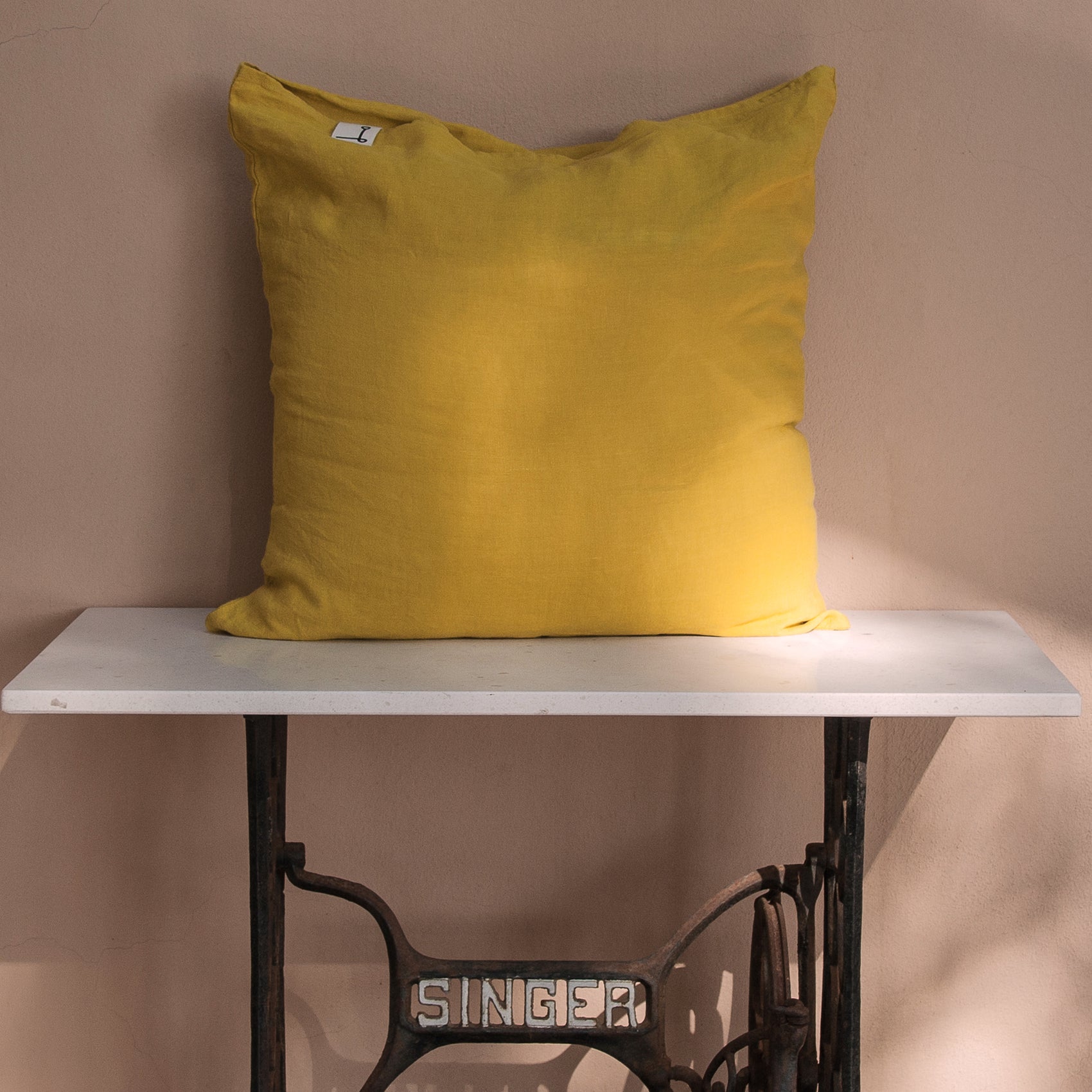 Funda de almohada lino MOSTAZA-190gr/m2