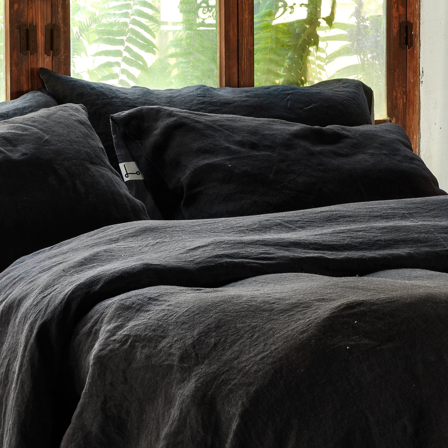 Funda de almohada de lino NEGRA - dE.LENZO 