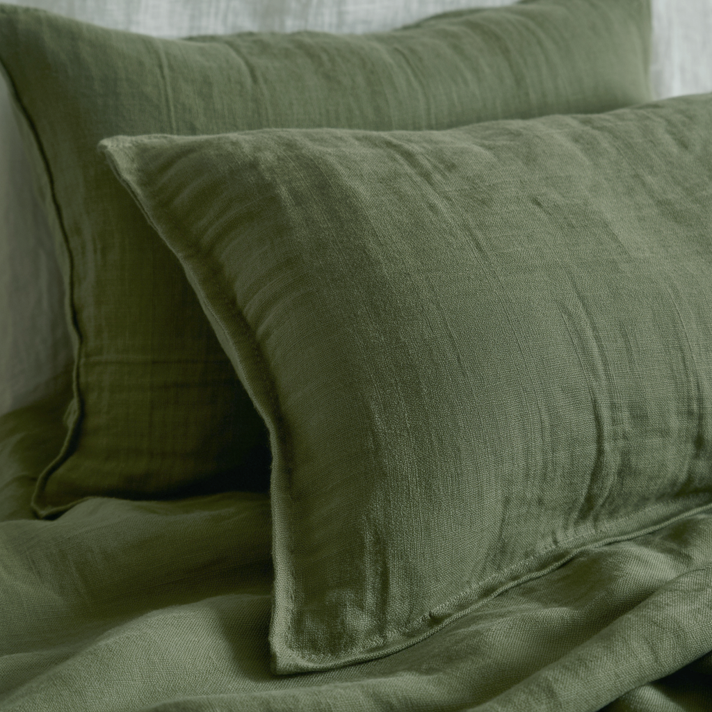 Funda de almohada lino verde HIERBA-170gr/m2