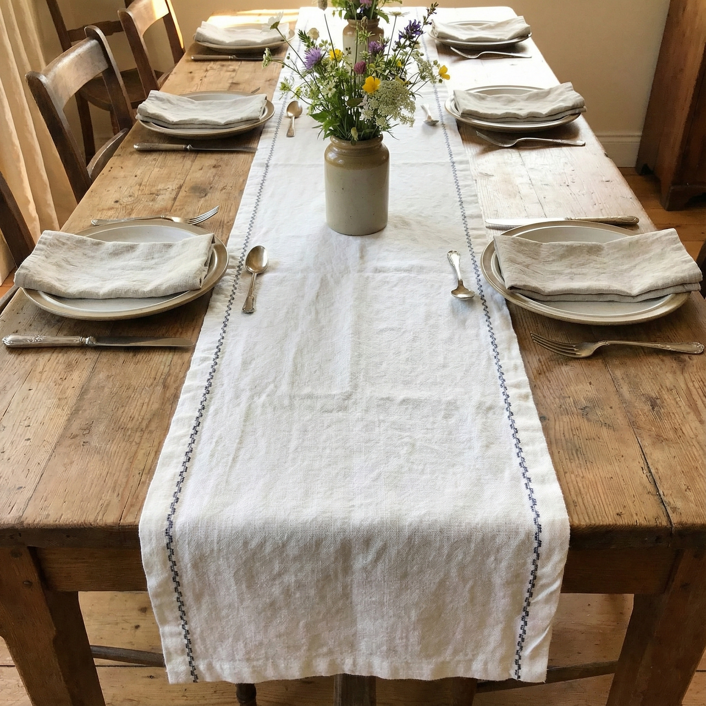 Caminos de mesa de lino MARRAKECH hilo de color