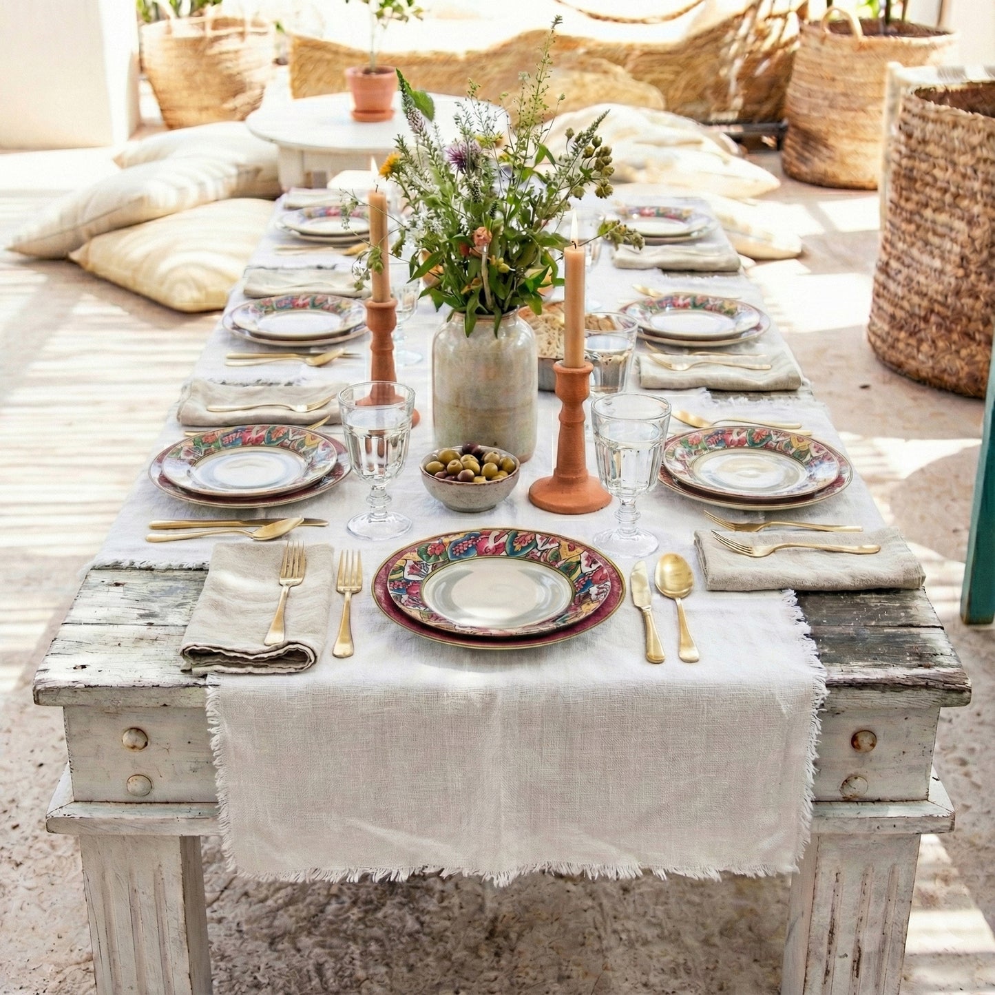 Caminos de mesa de lino FORMENTERA rústicos