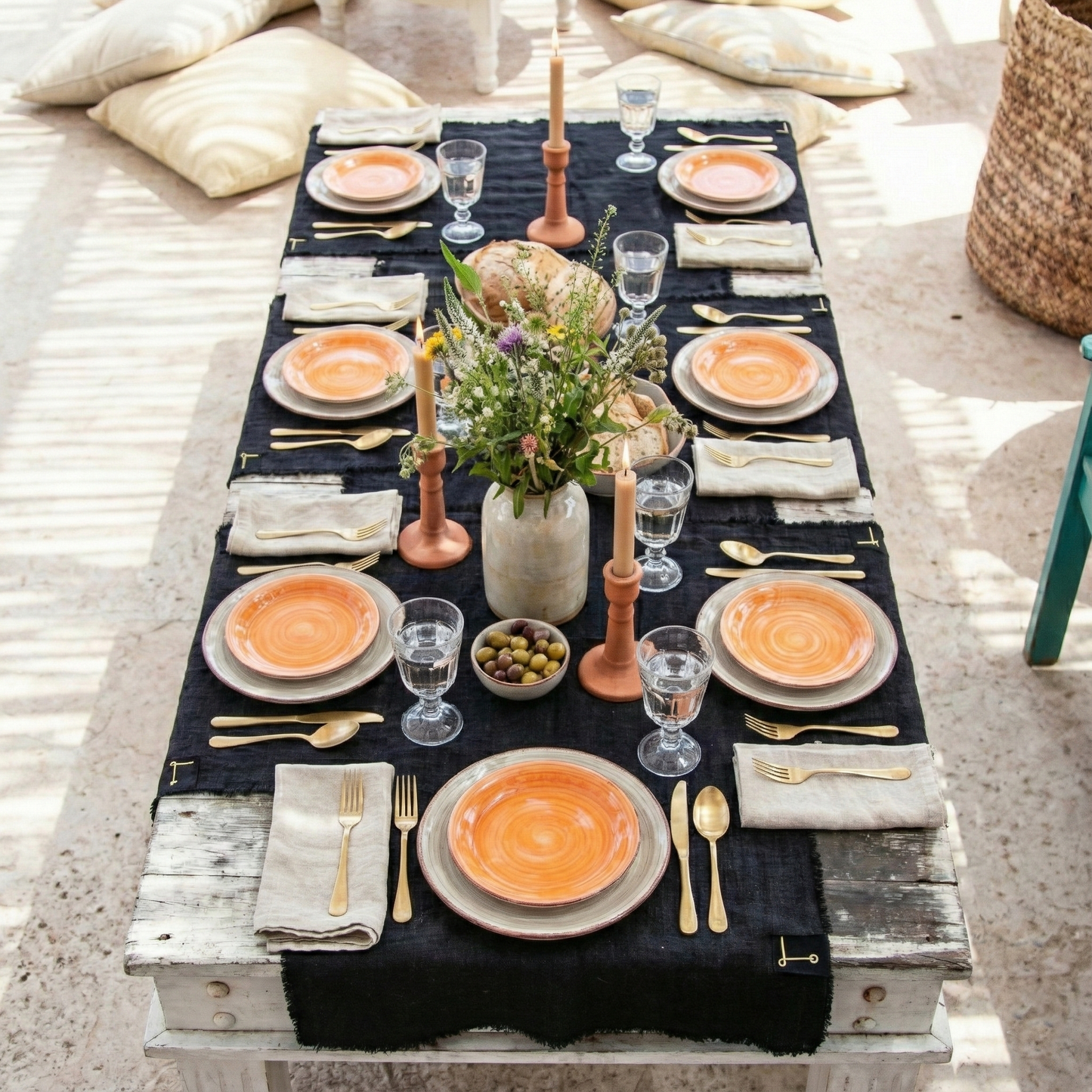 Caminos de mesa de lino FORMENTERA rústicos