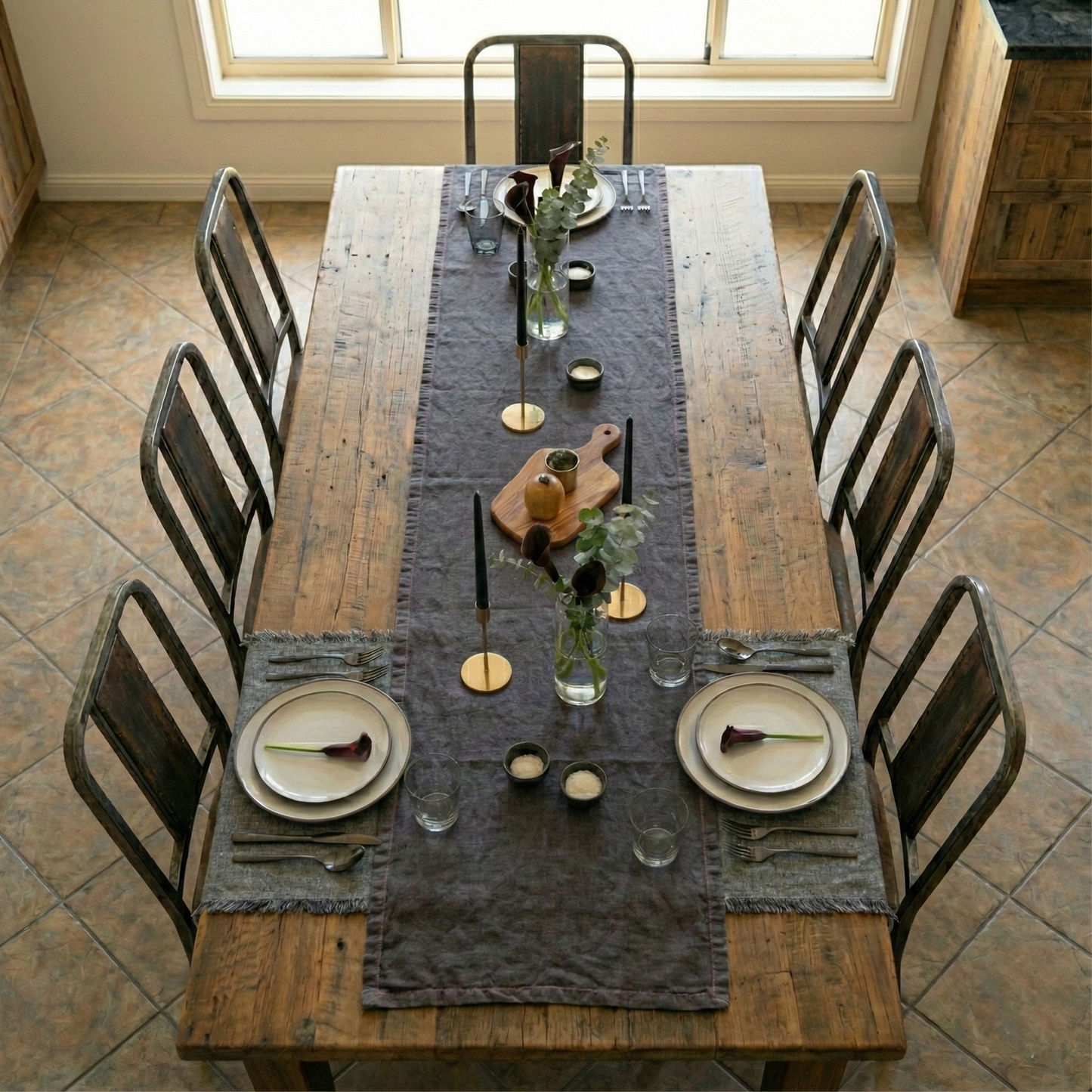 Caminos de mesa de lino MARRAKECH hilo de color