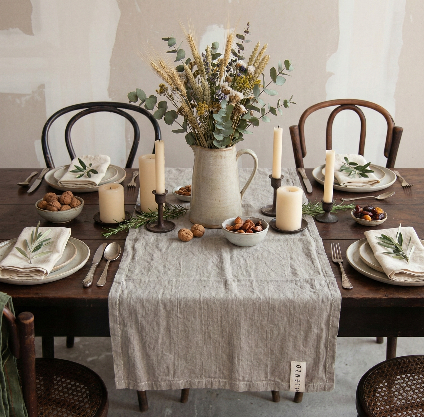 Caminos de mesa de lino MARRAKECH hilo de color