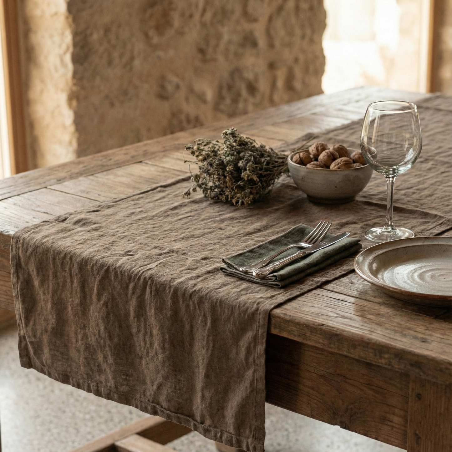 Caminos de mesa de lino MARRAKECH hilo de color