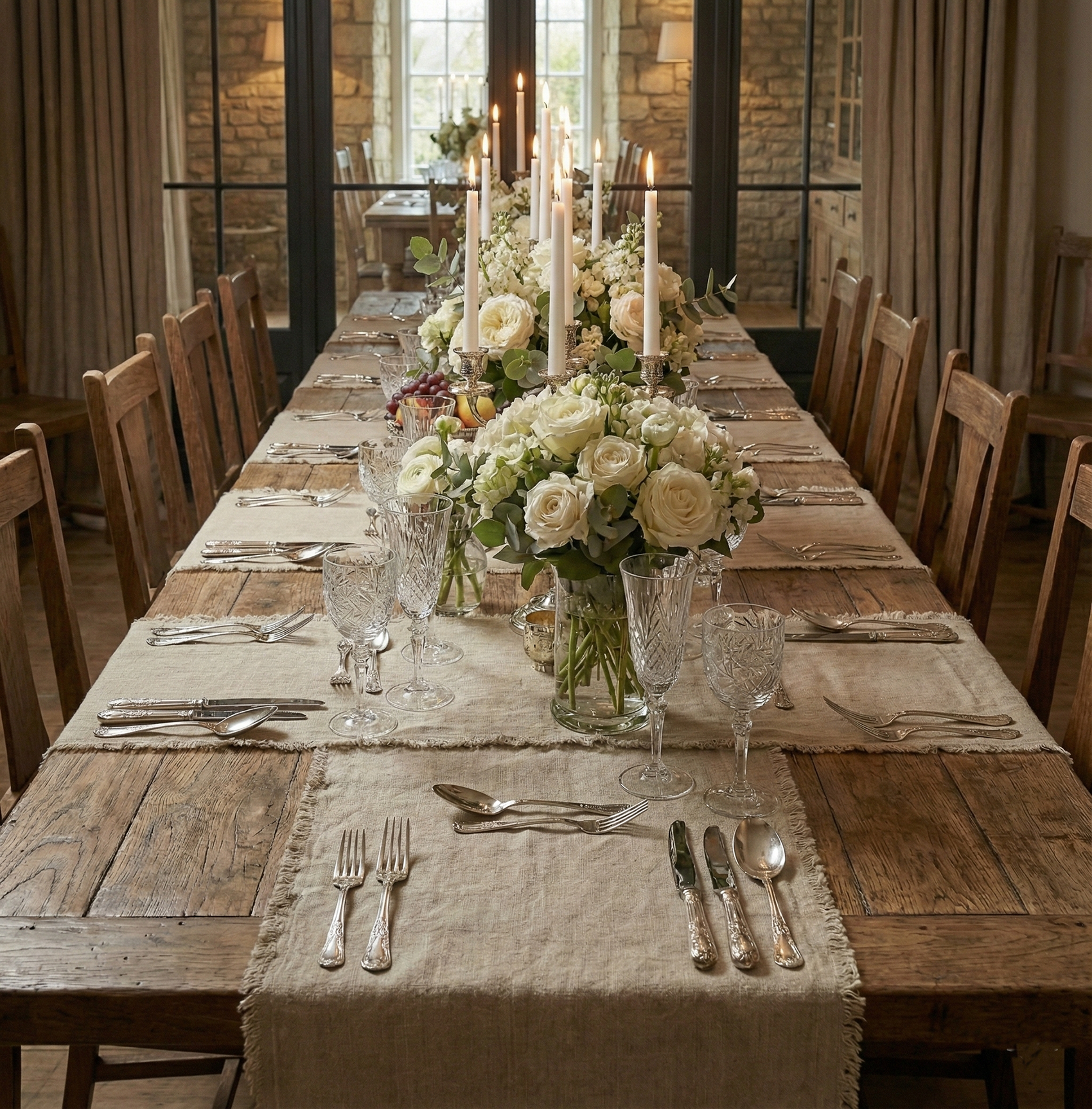 Caminos de mesa de lino MARRAKECH desflecados