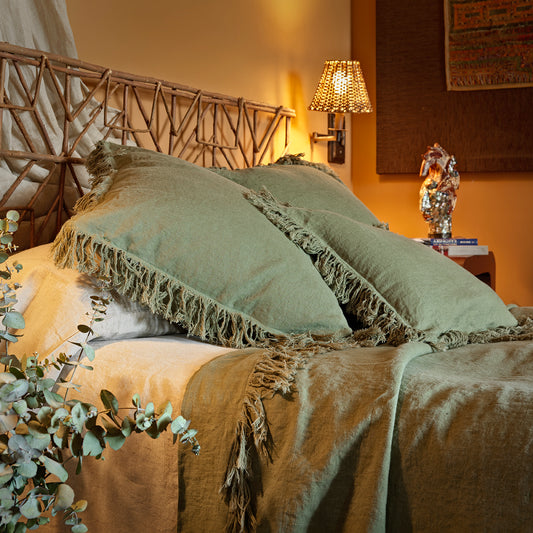 Cojines de lino verde