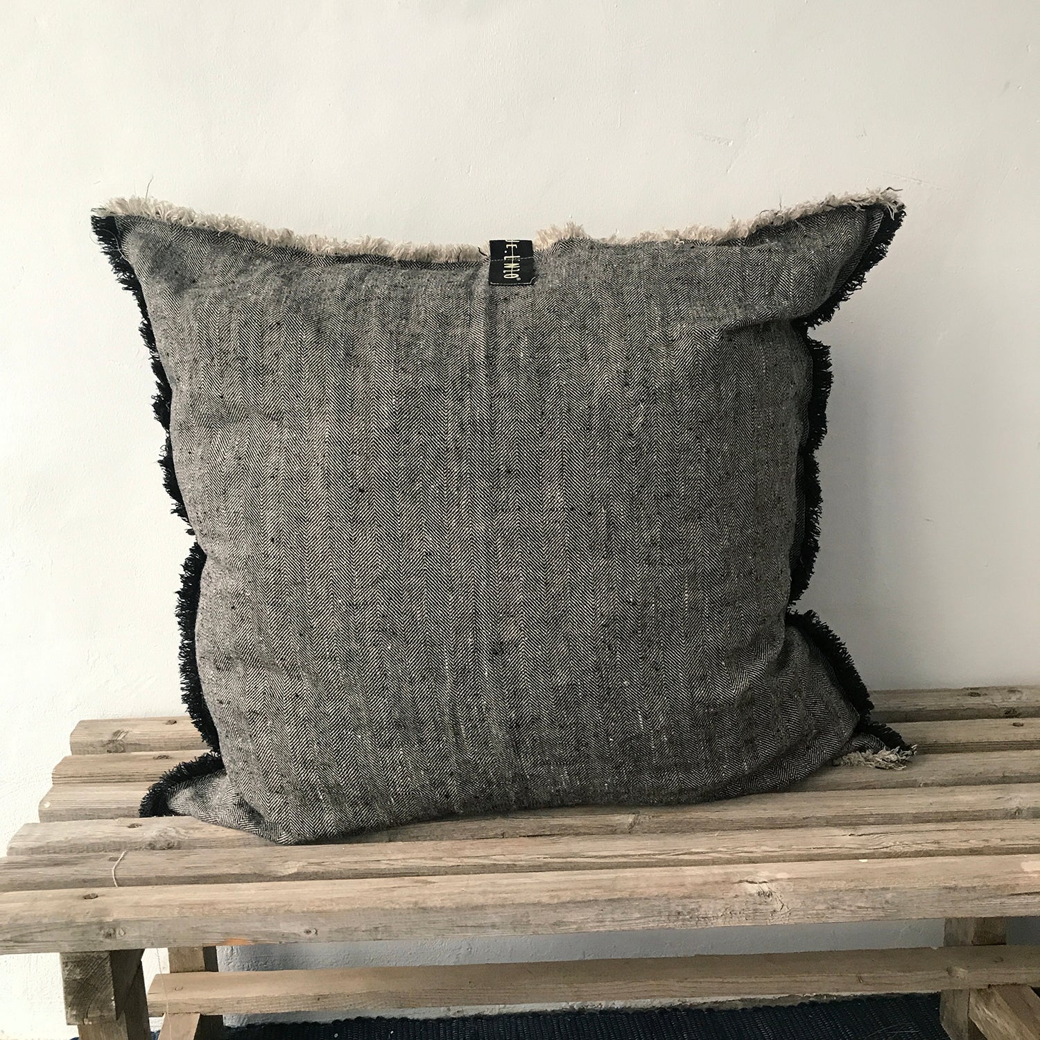 Funda de cojín de lino Jaipur 50x50cm negro