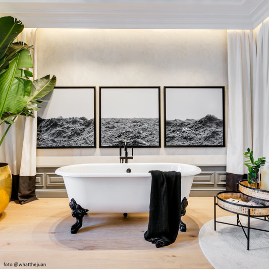 Juego de toallas gofre NEGRO - dE.LENZO 