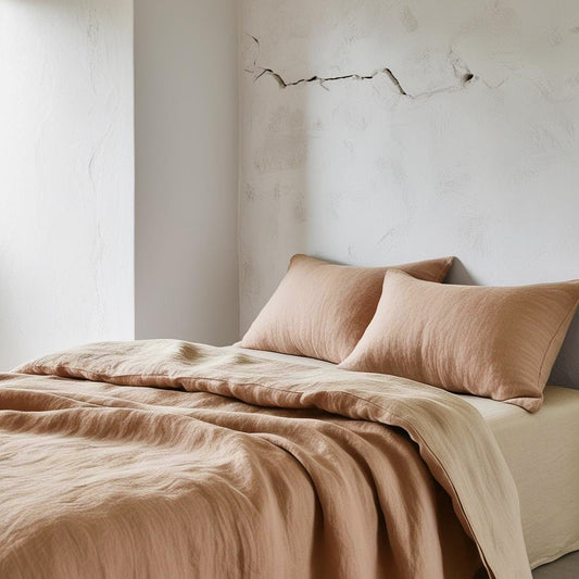 Juego completo lino reversible MELOCOTÓN & PERLA-170gr/m2