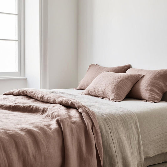 Juego completo lino bicolor ROSA&NATURAL-170gr/m2