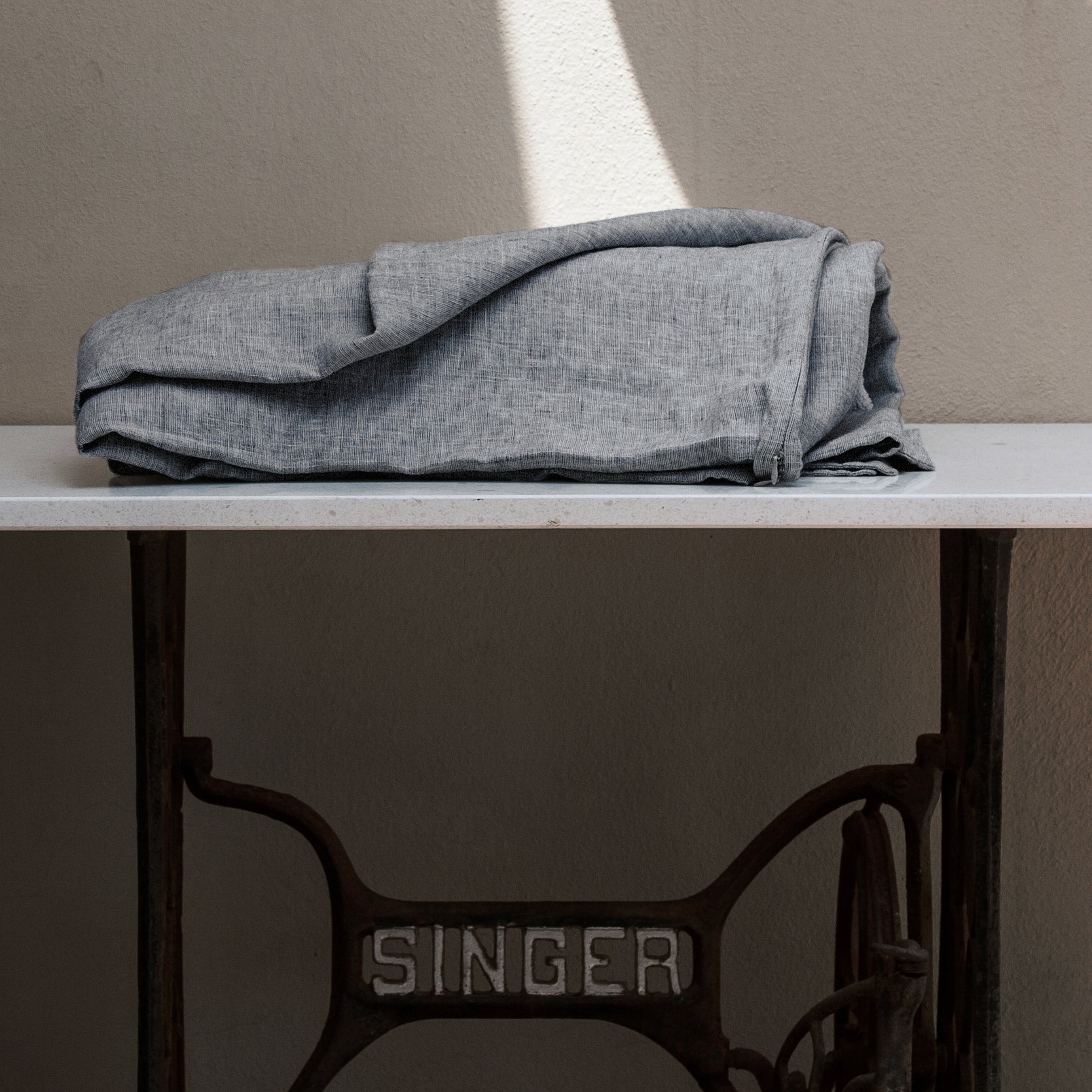 Funda nórdica lino NEGRA jaspeada-180gr/m2