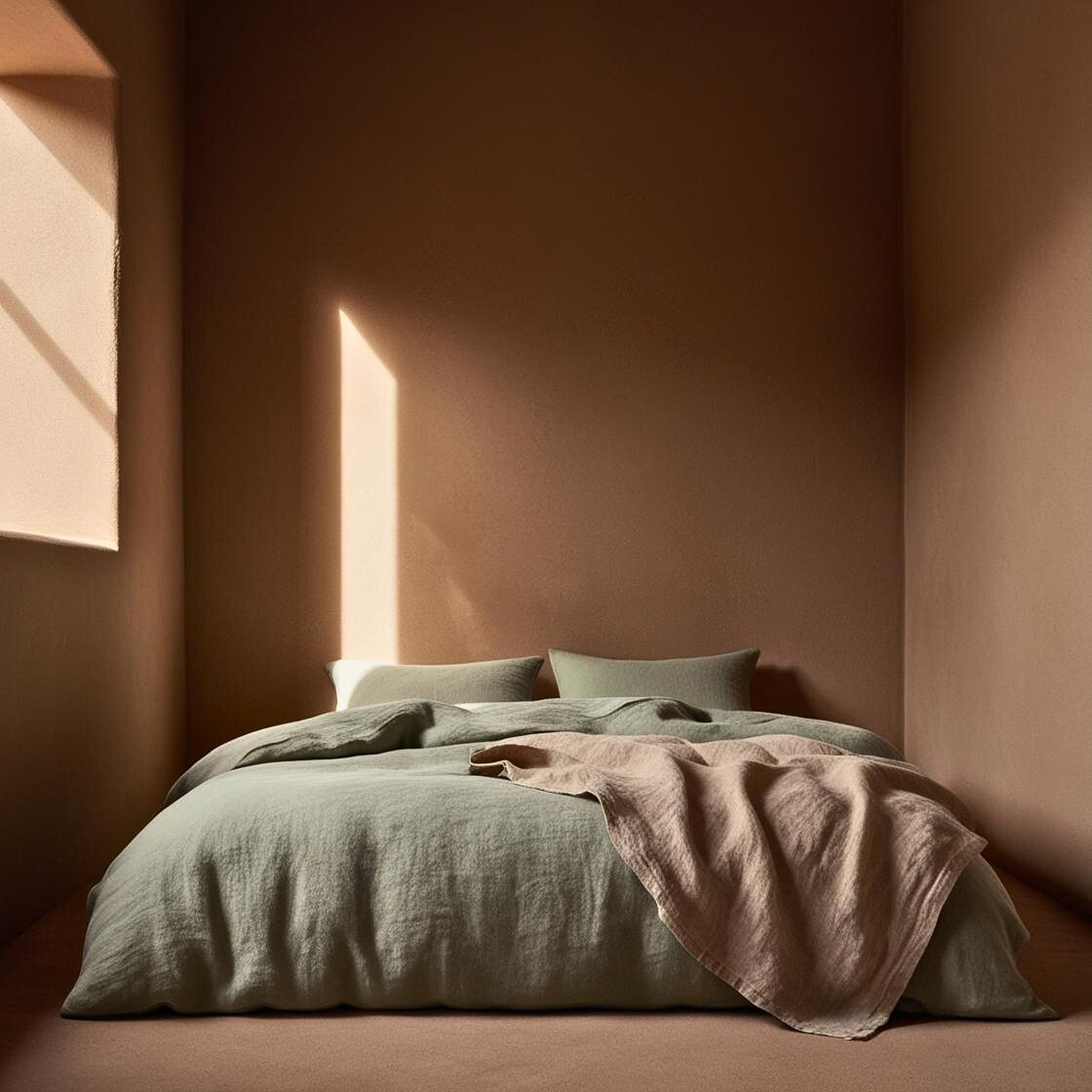 Funda nórdica lino VERDE olivo-190gr/m2