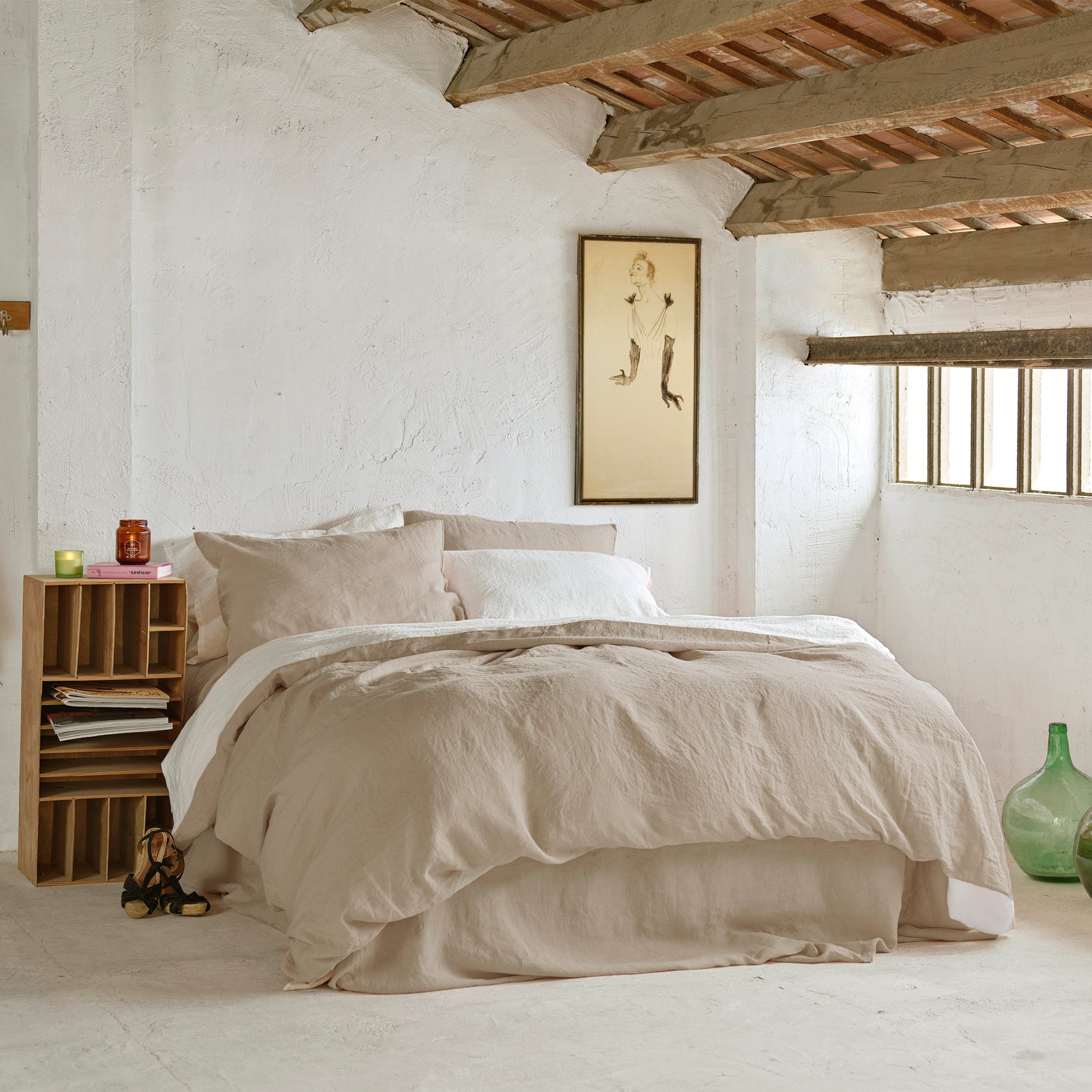 Juego completo lino reversible NATURAL&BLANCO