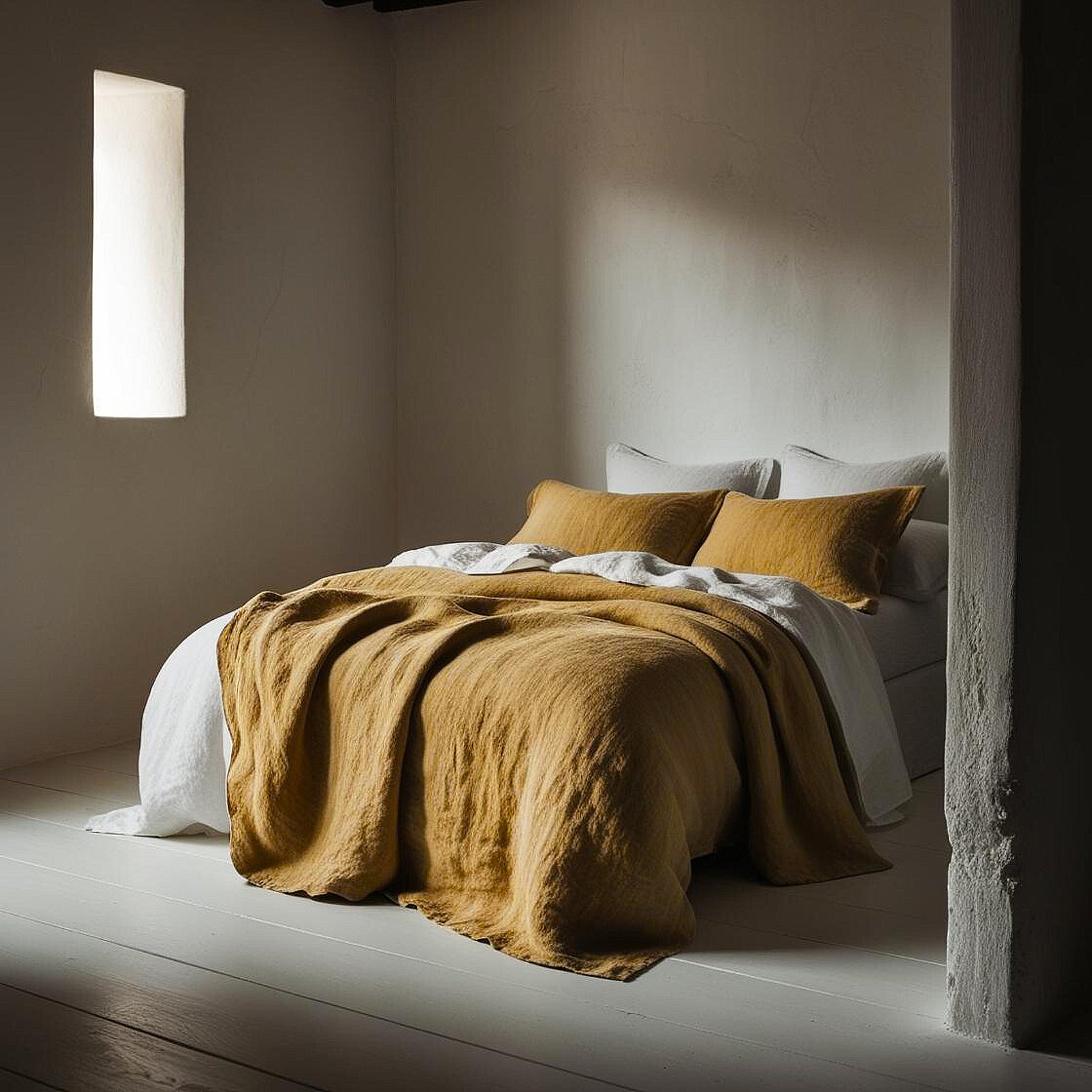 Juego completo lino reversible MOSTAZA&BLANCO-170gr/m2