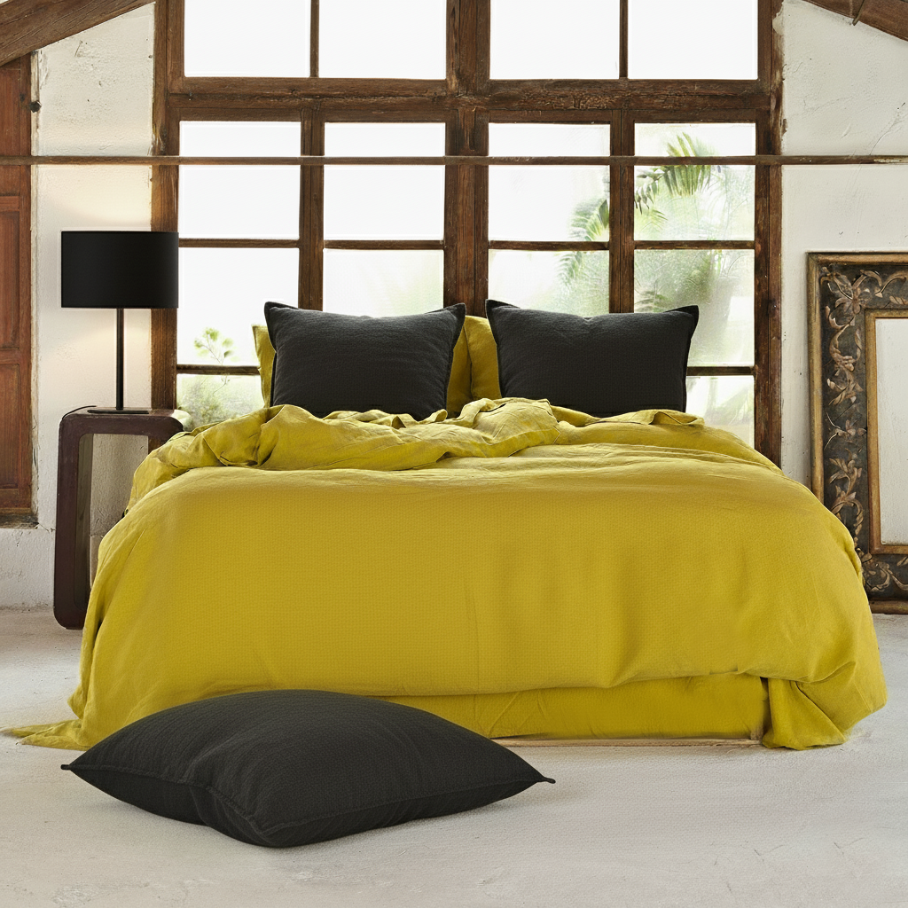 Juego completo lino MOSTAZA-170gr/m2