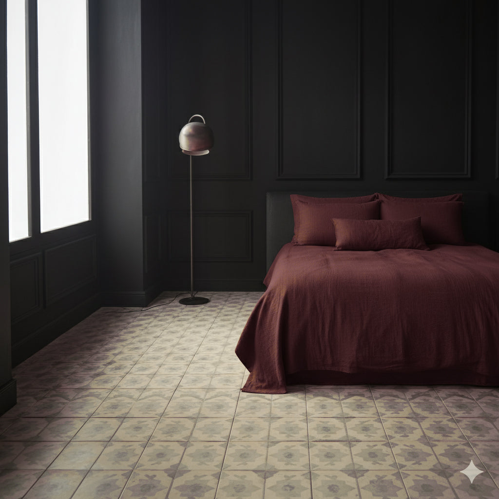 Juego de sábanas de lino BURDEOS-190gr/m2