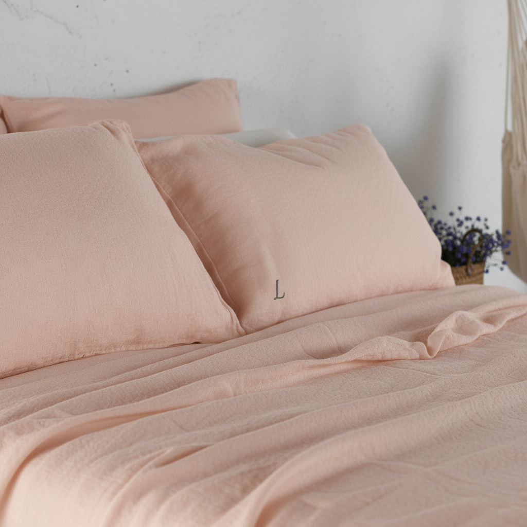 Funda de almohada lino MELOCOTÓN-190gr/m2