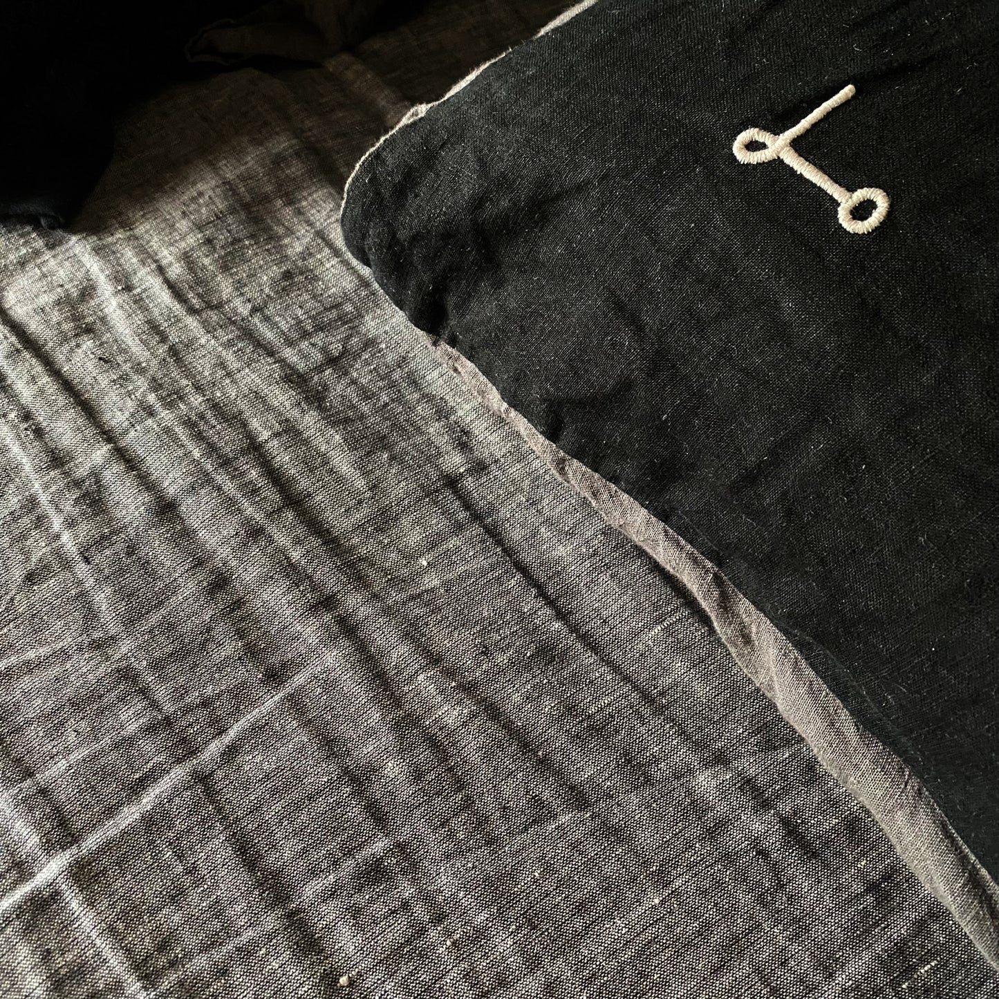 Juego de sábanas de lino NEGRO JASPEADO-190gr/m2