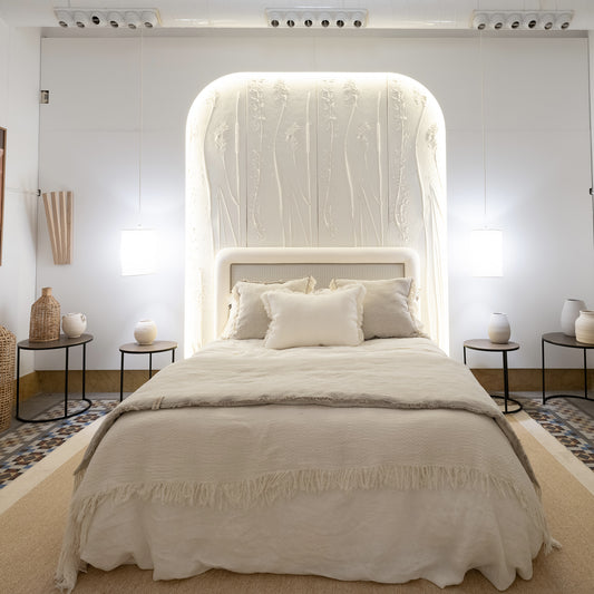 Manta/colcha de lino GOFRADA