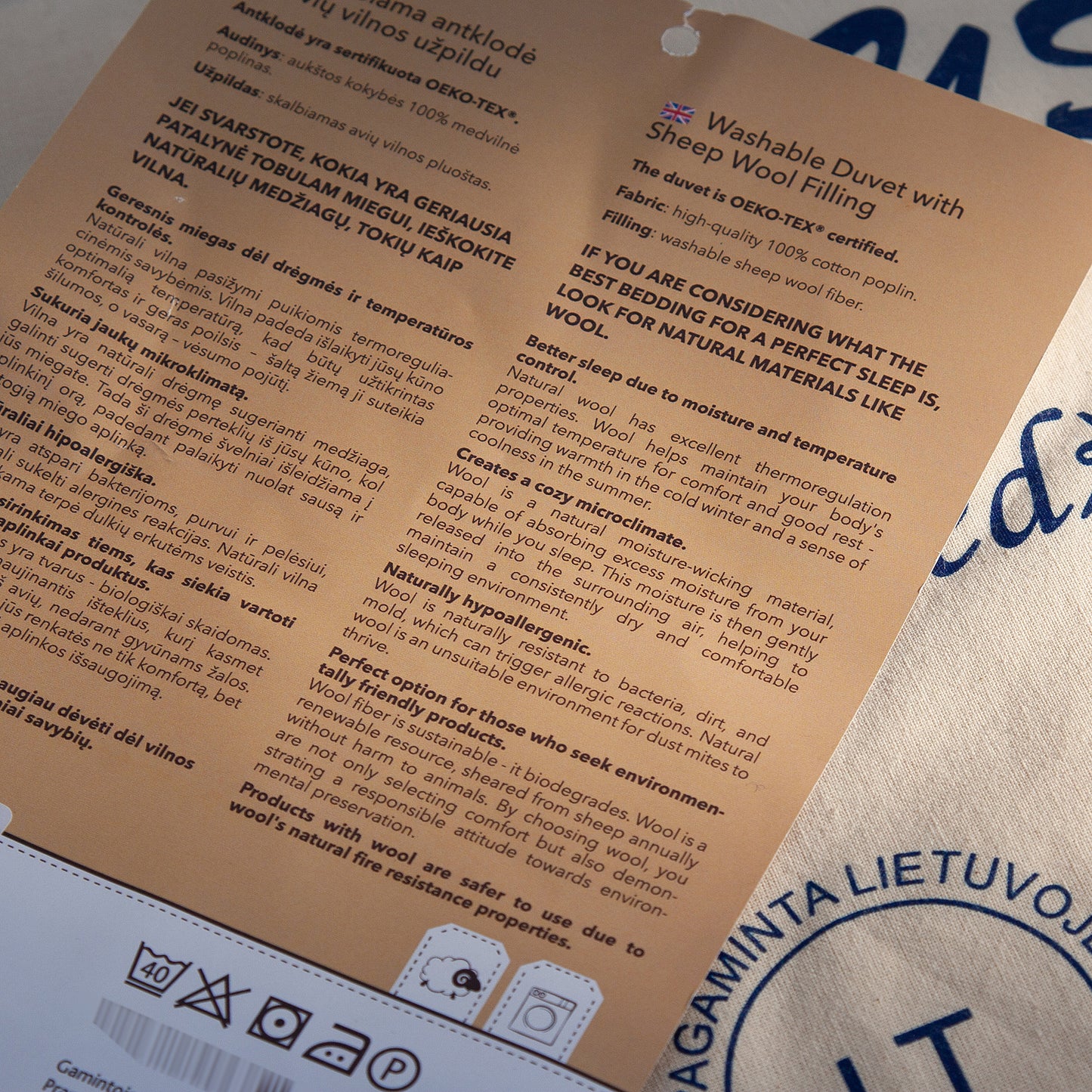 Relleno nórdico Algodón y 100% lana Británica